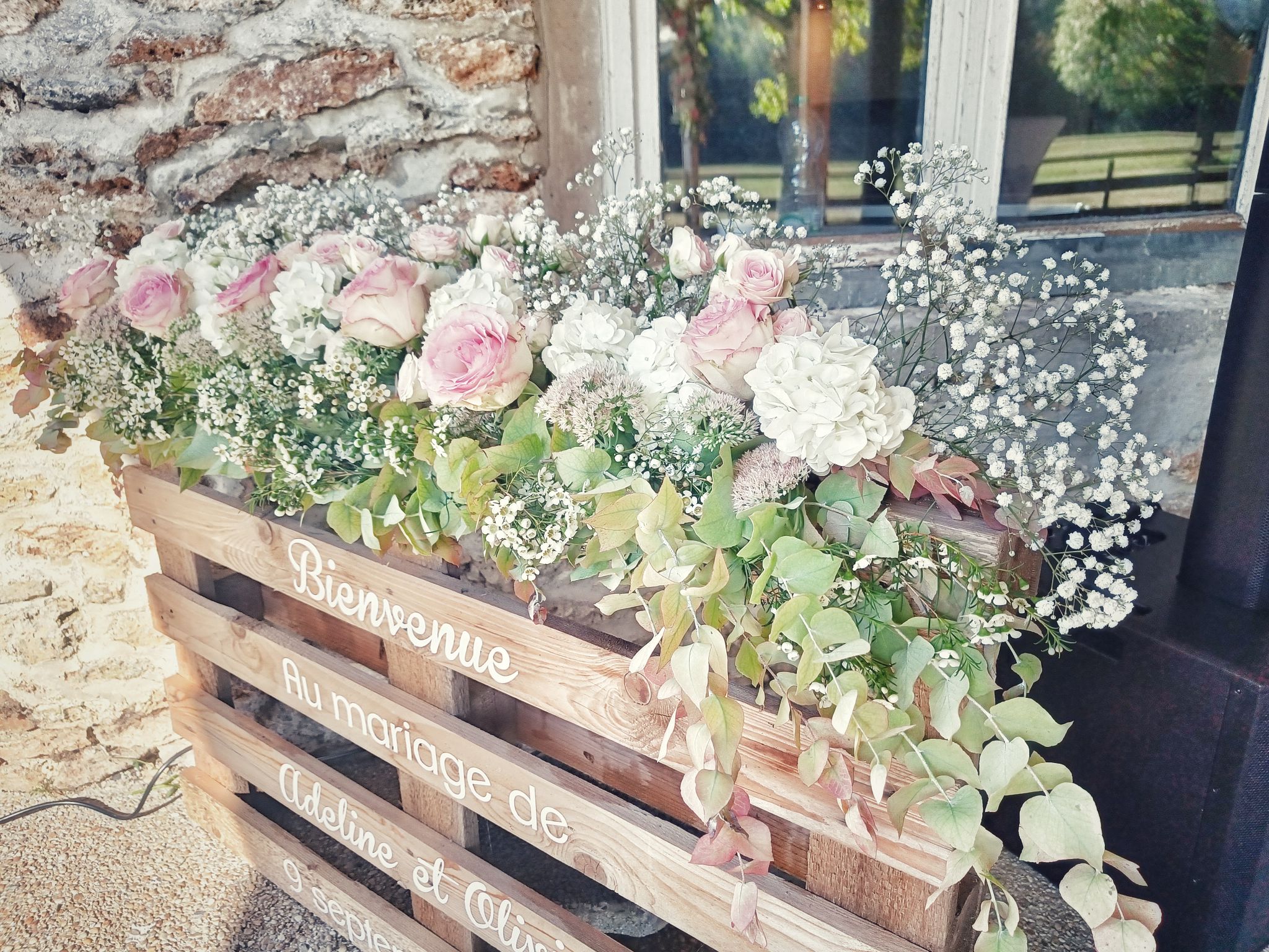 Panneau bienvenue mariage palette champetre